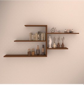 Resim Rafkestir Perge Duvar Raf Seti Hareli Ceviz (Mat) 