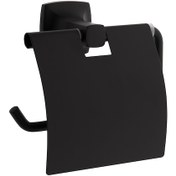 Resim VitrA Base 400 Mat Siyah Kapaklı Tuvalet Kağıtlığı A4412336 