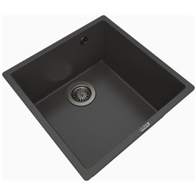 Resim Polex Cristalüx Granit Evye P-X40 Antrasit Tezgah Altı Ve Tezgah Üstü Kare Mutfak Evyesi 53.8x44 CM 