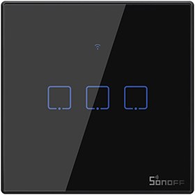 Resim Sonoff TX-T3EU3C Wi-Fi RF Akıllı Duvar Dokunmatik Anahtarı Siyah Sonoff