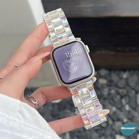 Resim Microsonic Apple Watch Series 6 40mm için Kordon Stainless Transparent Clear Çok Renkli [Watch Series 6 40mm ile Uyumlu Kordon - Çok Renkli] 