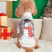 Resim Kar adamı baskılı köpek kış sweatshirt, köpekler için Noel tatili kostümü için evcil hayvan kıyafetleri 