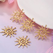 Resim 5'li Paslanmaz Çelik Güneş Kolye Ucu Seti - Vintage Zarif Açık Spiral Tasarım, Kolyeler, Küpeler & Bilezikler İçin Uygun - Takı Aksesuarları, Dayanıklı Solmaya Dirençli Metal Charm'lar, Zarif Stil Kadın Hediyesi 