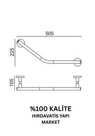 Resim Çelik Banyo Paslanmaz Pirinç Flora Küvet Tutamağı Düz 40cm Gri 