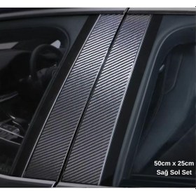 Resim Araç Kapı Direk Kaplama Karbon Folyo Sticker Set 