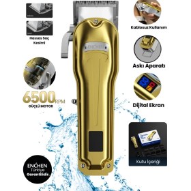 Resim Enchen Boost 3 Gold Ayarlanabilir Başlıklı Dijital Göstergeli Şarjlı Profesyonel Saç Kesim Makinesi 