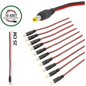 Resim 10 Adet Dc Power Jack Kablosu 25 Cm Düz Erkek Çoklu Set Kamera Modem Led Adaptör Güç Bağlantı Kablosu 