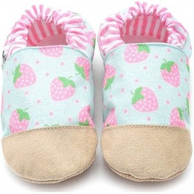 Resim Pamuk Astarlı Kaydırmaz Taban Patik-çilek, Ev Botu Terliği Kreş Ayakkabısı Panduf F-830 Mavi - Pudra 