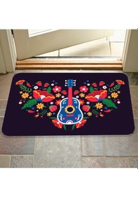 Resim Dijital Baskılı Desenli Dekoratif Dış Kapı Önü Ve Iç Mekan Paspası Yıkanabilir Kaymaz Taban Siyah 