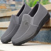 Resim Erkekler için Nefes Alabilir Dokuma Slip-On Loafer Ayakkabılar - Kaymaz PU Taban, Bahar/Sonbahar Dış Aktiviteler İçin Rahat Düşük Üstlü Günlük Ayakkabılar, Dayanıklı Kumaş Üst & Yuvarlak Burun Tasarımı 