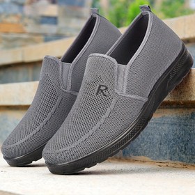 Resim Erkekler için Nefes Alabilir Dokuma Slip-On Loafer Ayakkabılar - Kaymaz PU Taban, Bahar/Sonbahar Dış Aktiviteler İçin Rahat Düşük Üstlü Günlük Ayakkabılar, Dayanıklı Kumaş Üst & Yuvarlak Burun Tasarımı 