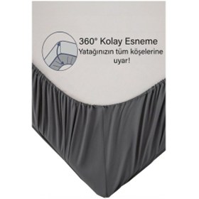 Resim Ranforce Antrasit Pamuklu Tek / Çift Kişilik Battal Tam Kenar Lastikli Çarşaf 14 Renk Fıtted Antrasit 
