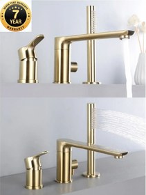 Resim OEM Banyo Bataryası Küvet Jakuzi Duş Seti Ankastre Mat Gold Yeni Ürün 7 Yıl Garantili Ithal 