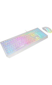 Resim Rampage KM-R57 Seraphic Beyaz Rgb Oyuncu Multmedia Klavye ve 12800 Dpi Mouse Gaming Set 