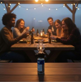 Resim Taşınabilir Cam Fanuslu Gazlı Kamp Lambası - Kamp, Piknik, Balıkçılık İçin Aydınlatma Gaz Yoktur Siyah 