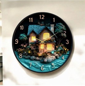 Resim Renkli Baskı Desenli Sayılı Hediyelik Ahşap Sessiz Duvar Saati 50cm ÇOk Renkli 