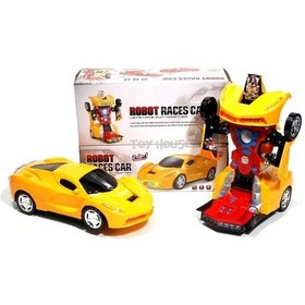 Resim Led Işıklı Pilli Çarpıp Dönen ve Dönüşen Oyuncak Robot Transforme 