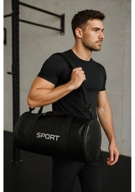 Resim Suni Deri Unisex Askılı Silindir Spor Çantası Fitness Çantası Çok Renkli 