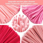 Resim 300 Adet Pembe Serisi Boru Temizleyiciler ve Video, Geliştirilmiş Pembe Şenil Saplar ile DIY Sanat El İşi Süslemeleri için Renkli Tüylü Çubuklar - Anneler Günü İçin Buketler 