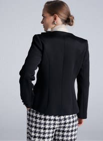 Resim amille Classy Kol İşlemeli Siyah Scuba Blazer Ceket 