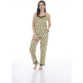 Resim Estiva 22101 Kadın Papatya Desenli Askılı Viskon Pijama Takımı 