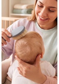 Resim Babyjem Sertifikalı Yumuşak Doğal Bebek Kıl Fırça Tarak Seti Gri 