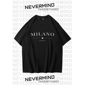 Resim Unisex Baskılı Oversize %100 Pamuk T-shirt Siyah 