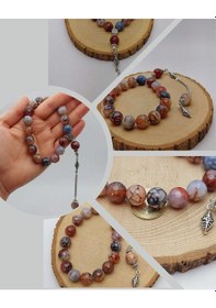 Resim Akik Taşı Faset Kesim 17lik Efe Tesbih 14mm 54372 Çok Renkli 