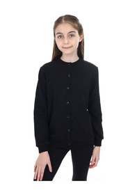 Resim Toontoy Kız Çocuk Bisiklet Yaka Düğmeli Örme Hırka - 2 İplik Siyah 