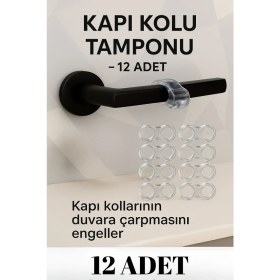 Resim 12'li Kapı Kolu Koruyucu Şeffaf Stoper 12 Adet 