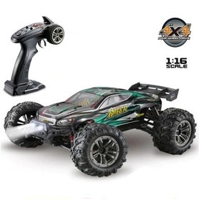 Resim Xinlehong 1:16 Brushless Uzaktan Kumandalı Yüksek Hızlı Rc Araba 52km/s 2.4ghz 4wd Usb Şarj Yeşil Çok Renkli 