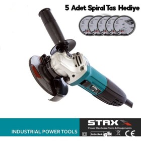 Resim STAXX POWER Germany Slim Profesyonel Taşlama Spiral Makinesi 115-125 mm 5 Ad Kesme Taşı Hediyeli 2000 Watt 