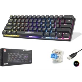 Resim Binbir Göz Bilgisayar Hadron G509B Kablolu Oyuncu Mini Klavye Mekanik Blue Switch Rgb Q Siyah 
