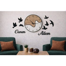 Resim Duvar Saati Modern Ve Şık 40 Cm Kuş Temalı 8 Adettir No 105 Çok Renkli 