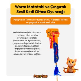 Resim PetzzCats Worm Matatabi ve Çıngırak Sesli Kedi Oltası Oyuncağı Mavi 42 Cm 