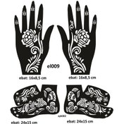 Resim Airbrush Tattoo Gül Model El + Ayak Kına Kalıpları 4'lü 