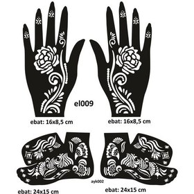 Resim Airbrush Tattoo Gül Model El + Ayak Kına Kalıpları 4'lü 