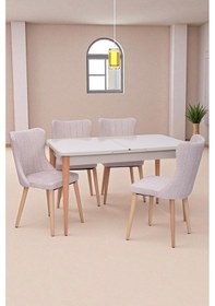 Resim Tuna Kum Beji Lak Panel Mdf Mutfak Masa Takımı 80x130 Bej 