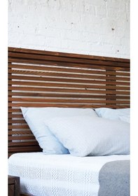 Resim Ahşap Yatak Başlığı Ceviz Renk 250 Cm X 60 Cm + 2 Adet Raf 