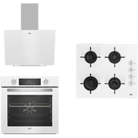 Resim Beko Yeni Beyaz Cam Avantaj Set - 3’lü Ankastre Set (fırın + Ocak + Davlumbaz) BFC 330 B BOCD T 6011 EB BDE 6040 B 