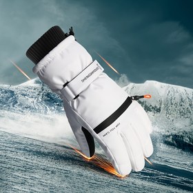 Resim Kışlık polar astarlı sıcak eldivenler, kayak, bisiklet ve koşu için, dokunmatik ekran desteği ve arka tarafta fermuarlı cepli. 