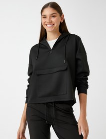 Resim Kapüşonlu Cepli Scuba Sweatshirt 