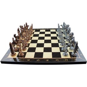 Resim Metal Mısır Satranç Takımı Antik Ve Ceviz Desenli Mdf Ahşap Satra 