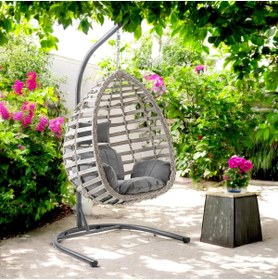 Resim Capri Swing Gümbet Tekli Rattan Bahçe Salıncağı | Balkon Salıncağı 