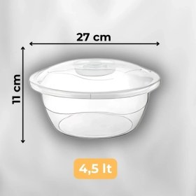 Resim 2'li Şeffaf Kapaklı Leğen Seti 4,5 Lt ve 7 Lt Leğen Seti Saklama Kabı 