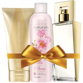 Resim Avon Attraction 50 ml Edp Bayan Parfüm Vücut Losyonu 150 ml Kiraz Çiçeği Özlü Vücut Losyonu 200 ml 