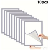 Resim Tongdashop 10 Adet A4 Manyetik Çerçeve Gümüş Renk Kendinden Yapışkanlı Tablo Çerçevesi 