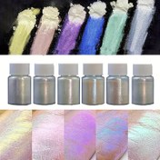 Resim 6 Şişe Büyülü Aurora Mika Tozu, Boya Pigmenti, İnce Dokulu Kolay Karıştırma, Renkli Reçine, Mum ve Epoksi Reçine Yapımı, Pigment Tozu 