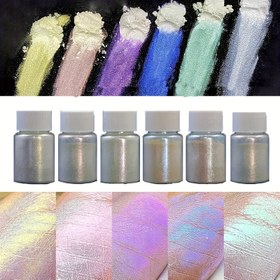 Resim 6 Şişe Büyülü Aurora Mika Tozu, Boya Pigmenti, İnce Dokulu Kolay Karıştırma, Renkli Reçine, Mum ve Epoksi Reçine Yapımı, Pigment Tozu 