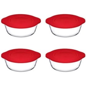 Resim Feyza Design Şeffaf Plastik Kapaklı 4'lü Borcam Seti, Dayanıklı ve Kullanışlı 